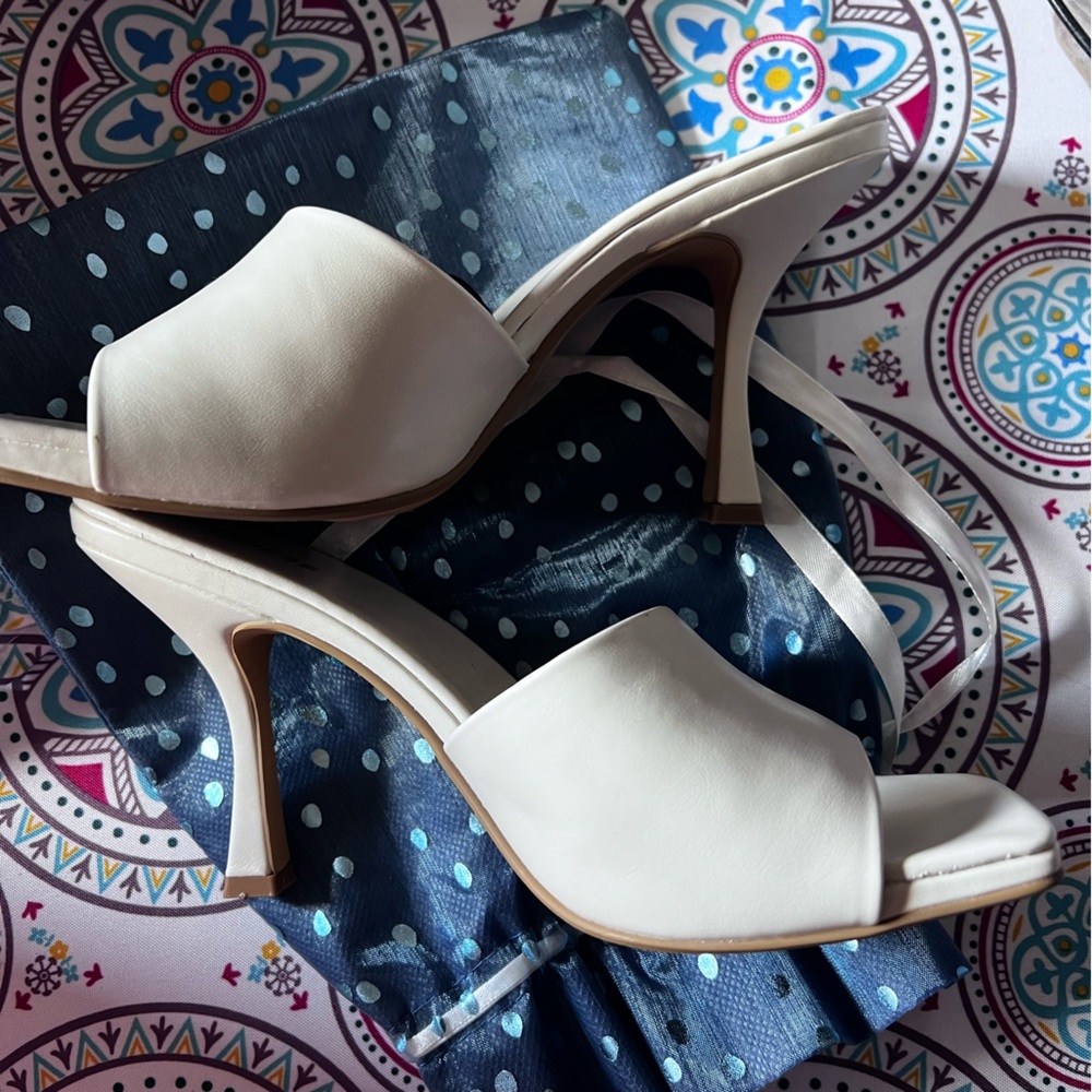 Express backless heels.  Off-white size 9.